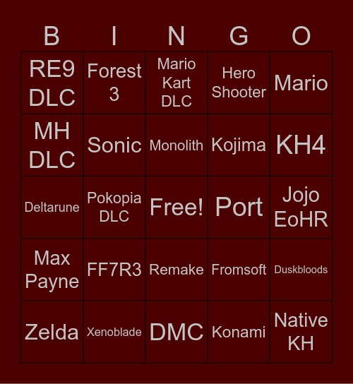 Summer Game Fest/Direct Bingo Card