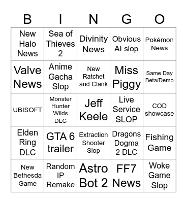 Summer Games Fest Bingo Card