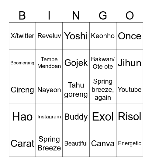 Lfejuyeon Bingo Card