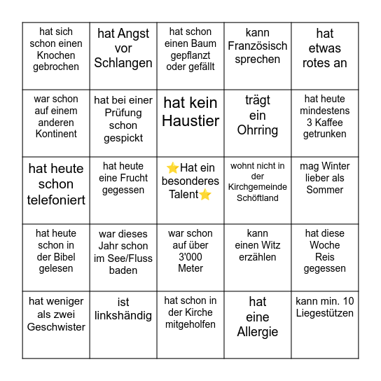 Gemeindewochenende Bingo Card