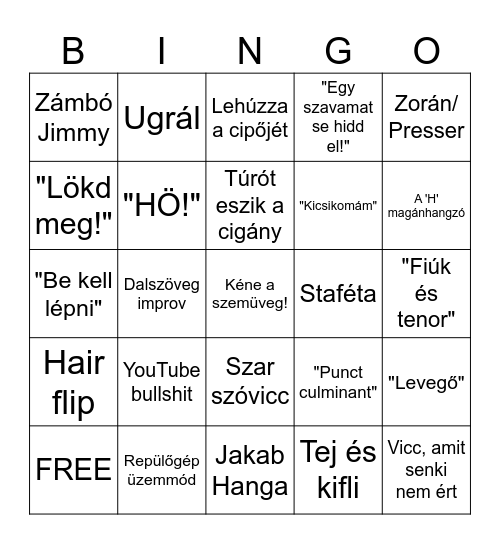 Gellért Bingo Card