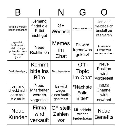 Update Meeting Bingo Card