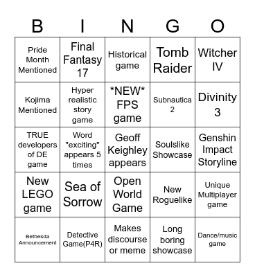 Normal Summer Fest Bingo Card