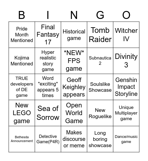 Normal Summer Fest Bingo Card