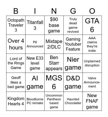Crack Theory Bingo Card