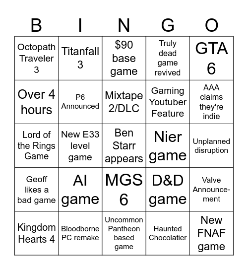Crack Theory Bingo Card