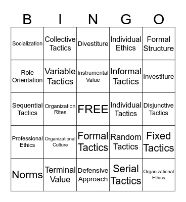 Creating and Managing Company Culture  Bingo Card