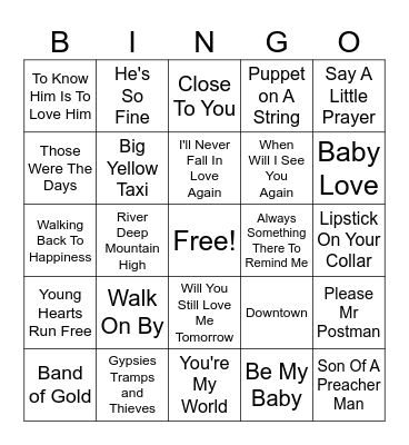 FEMALE FAVOURITES Bingo Card