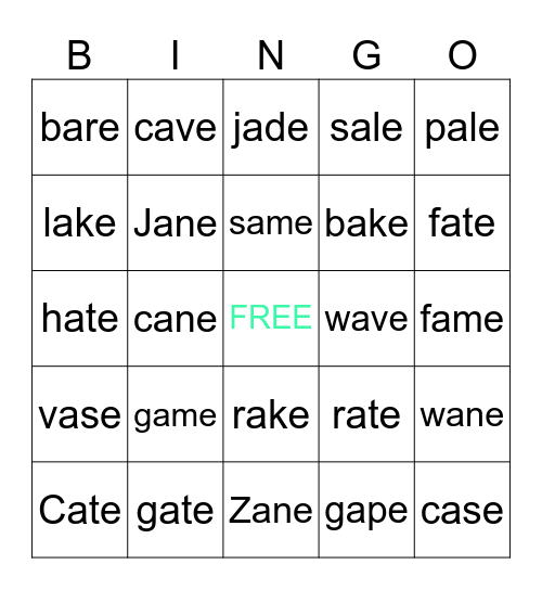long a bingo Card