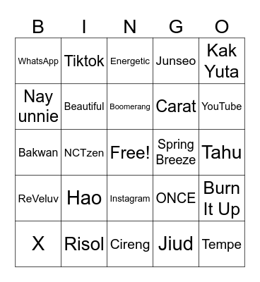 Bingo with Kak Jihunf Bingo Card