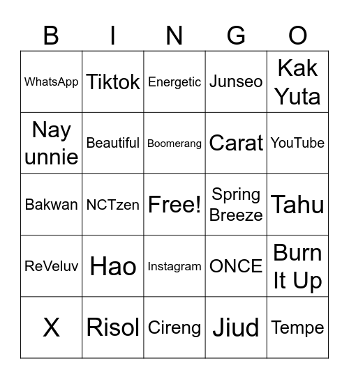 Bingo with Kak Jihunf Bingo Card