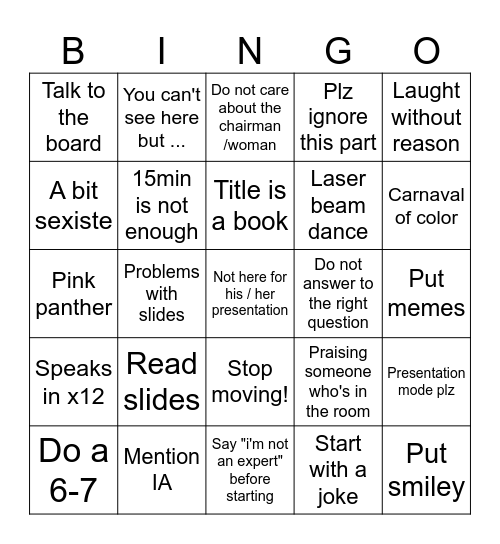 Conf bingo Card