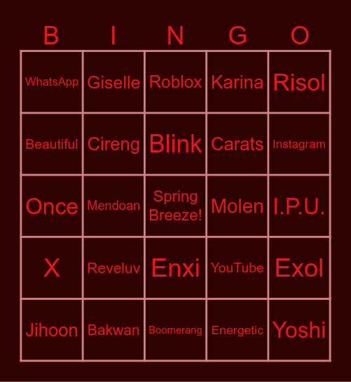 Enxwi Bingo Card