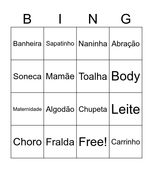 Chá do Davi Bingo Card