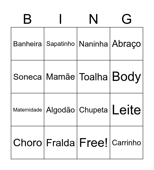 Chá do Davi Bingo Card