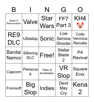Summer Game Fest 2026 Bingo Card