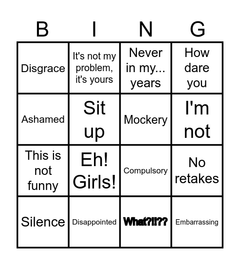 Gerry's word bingo! Bingo Card
