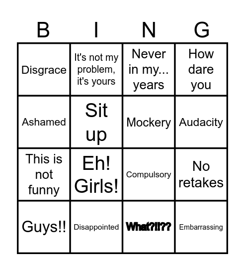 Gerry's word bingo! Bingo Card