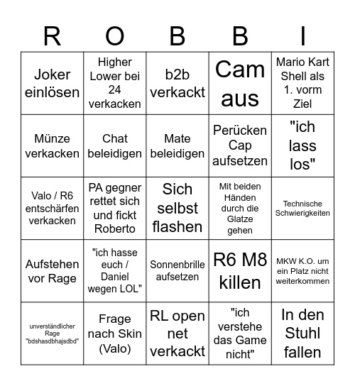 Robruch Bingo Card