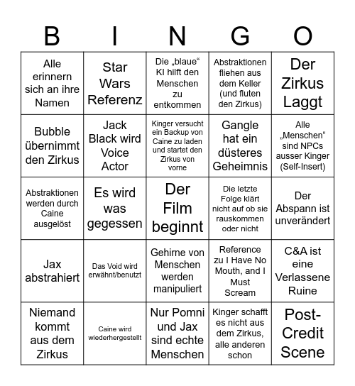 The Last Act Bingo Card