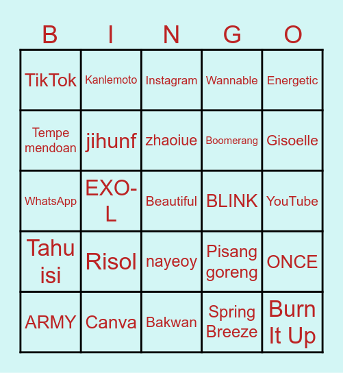Bingo docil! 🐰 Bingo Card