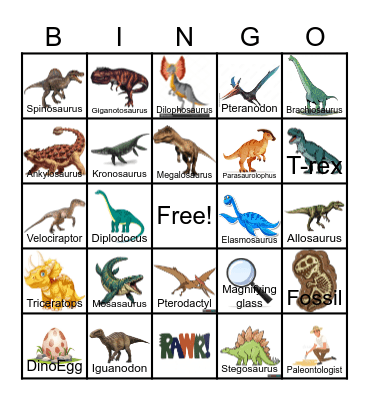 Dinosaur Bingo! Bingo Card