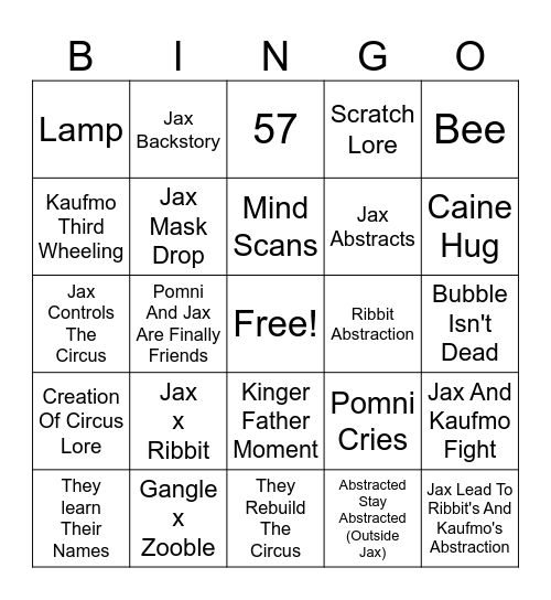 TADC - Episode 9 Bingo Card