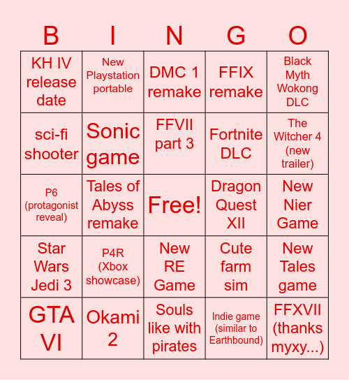 Delusional bingo Card