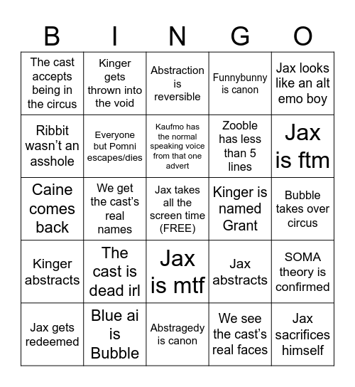 TADC MOVIE BINGO Card