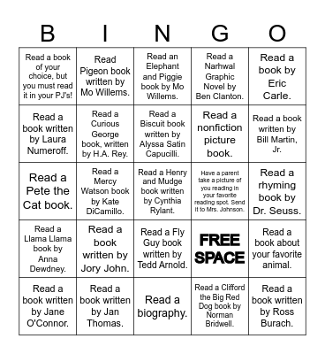 Summer Reading Bingo Card