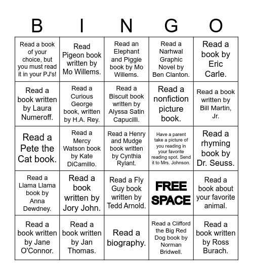 Summer Reading Bingo Card