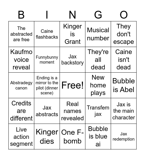 Tadc finale Bingo Card