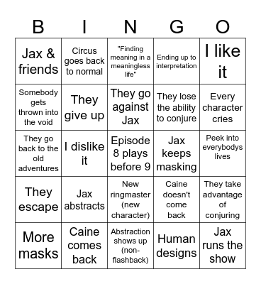 TADC Bingo Card