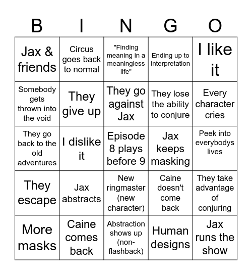 TADC Bingo Card