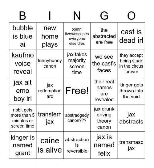 TADC MOVIE BINGO Card