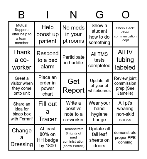 RN Bingo Card