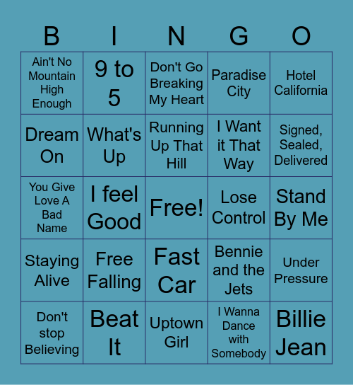 700 Hall Music Bingo Card