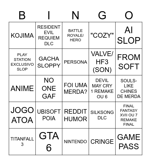 SUMMER GAME FEST Bingo Card
