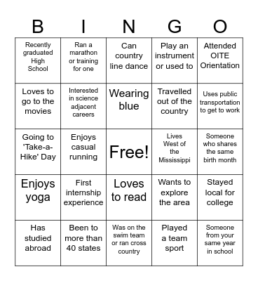 Networking Bingo! Bingo Card