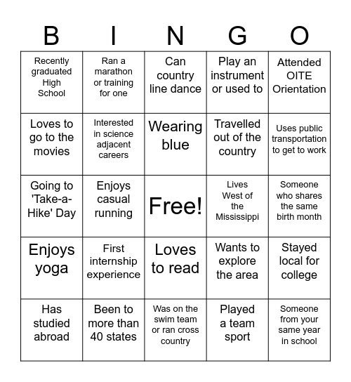 Networking Bingo! Bingo Card