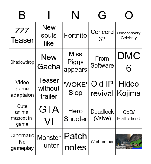 Summer Games Fest Bingo Card