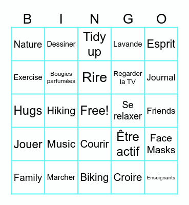 Destress Bingo Card