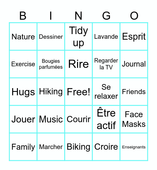 Destress Bingo Card