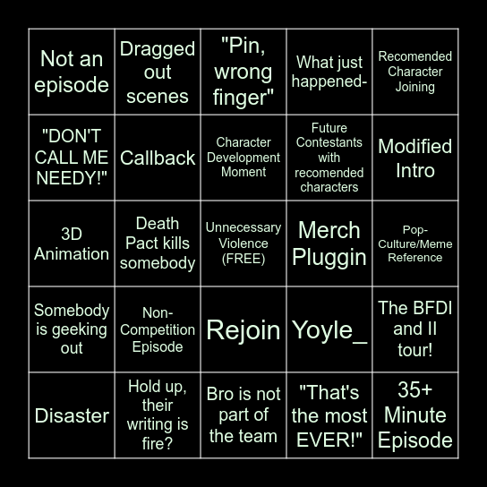 BFDI BINGO Card