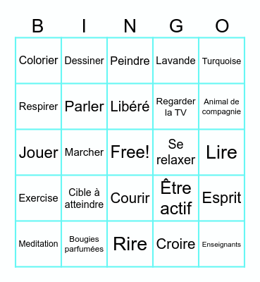 Destress Bingo Card