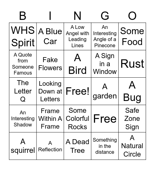Photo Bingo Card