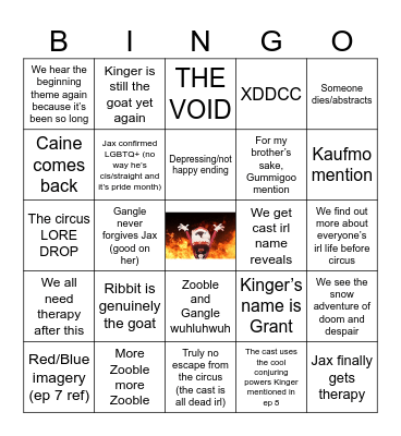 TADC MOVIE BINGO Card