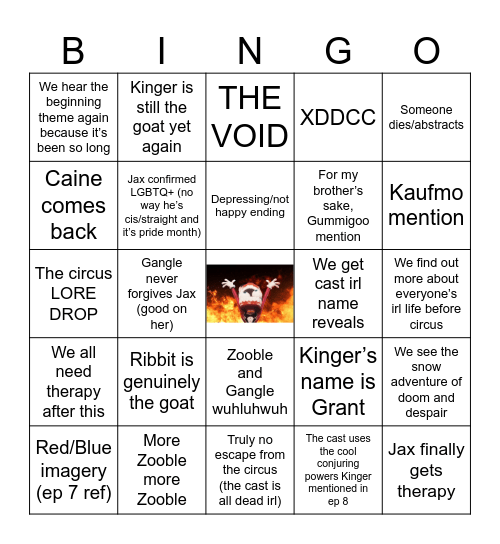 TADC MOVIE BINGO Card