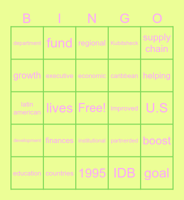 IDB BINGOO Bingo Card