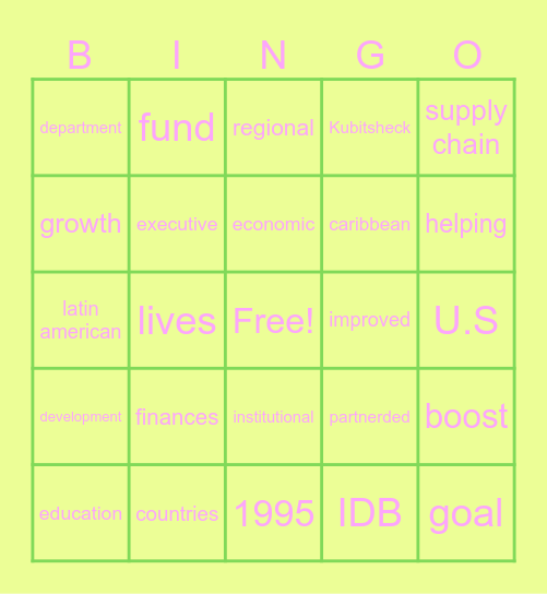 IDB BINGOO Bingo Card